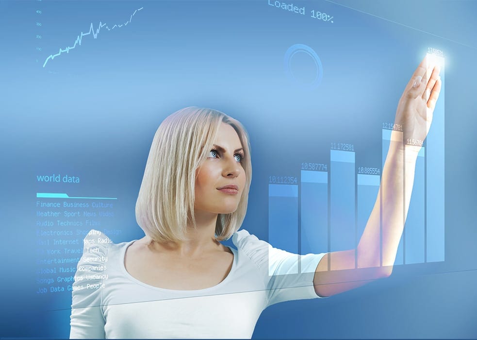 woman, data, graph, analytics